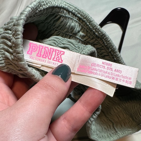 VS PINK Sage Green Smocked Bralette - Picture 2 of 4